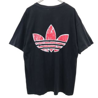 アディダス(adidas)のアディダス 90s USA製 オールド トレフォイルロゴ バックプリント 半袖 Tシャツ L ブラック adidas メンズ(Tシャツ/カットソー(半袖/袖なし))