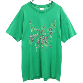 フルーツオブザルーム(FRUIT OF THE LOOM)のフルーツオブザルーム 90s カナダ製 オールド 花柄 プリント 半袖 Tシャツ L グリーン FRUIT OF THE LOOM メンズ(Tシャツ/カットソー(半袖/袖なし))