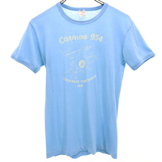 カナディアンプロフィール 70s ヴィンテージ 半袖 Tシャツ M ブルー Canadian Plofile メンズ(Tシャツ/カットソー(半袖/袖なし))