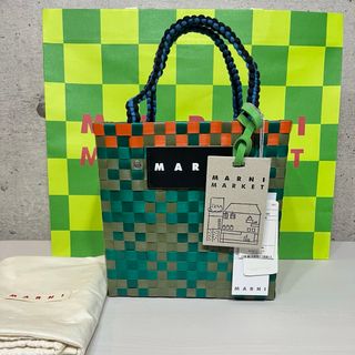 マルニ(Marni)の新品　MARNI ジャジーハンドル　かごバッグ　モスグリーン　ブランド　人気(トートバッグ)