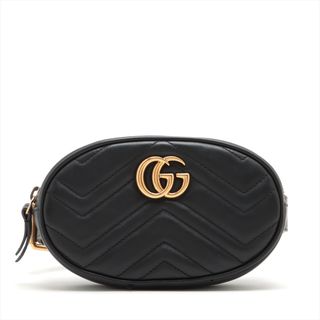 グッチ(Gucci)のグッチ  レザー  ブラック レディース ウエストバッグ(ボディバッグ/ウエストポーチ)