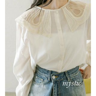 mystic - 新品 mystic レース衿ショートシャツ