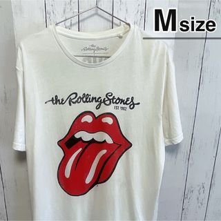 ミュージックティー(MUSIC TEE)のThe Rolling Stones　Tシャツ　M　ホワイト　バンド　USA古着(Tシャツ/カットソー(半袖/袖なし))