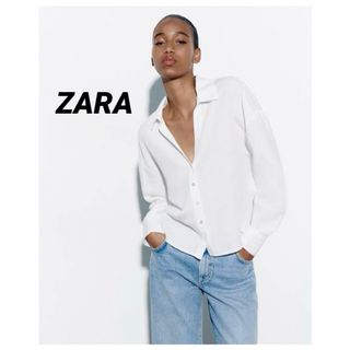 ザラ(ZARA)の☆ZARA ザラ クロップドシャツ リネンシャツ リヨセルシャツ(シャツ/ブラウス(長袖/七分))