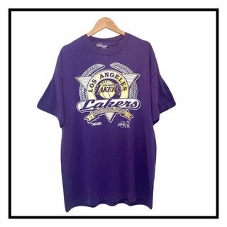 90s　レイカーズ　NBA　Tシャツ　半袖　パープル　バスケットボール　USA製(Tシャツ/カットソー(半袖/袖なし))