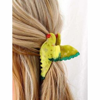 新品♪インコヘアクリップ 鳥 イエロー ヘアピン  ヘアアクセサリー 可愛い(バレッタ/ヘアクリップ)