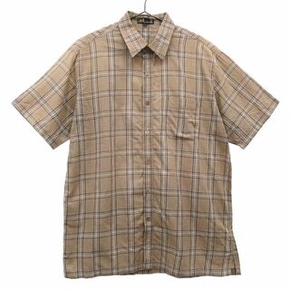 ダックス(DAKS)のダックス 日本製 チェック 半袖 コットンシャツ L ブラウン DAKS メンズ(シャツ)
