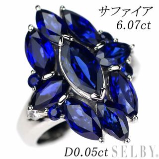 Pt900 サファイア ダイヤモンド リング 6.07ct D0.05ct(リング(指輪))