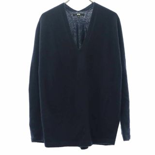 ユニクロ(UNIQLO)のユニクロ カシミヤ100％ 長袖 Vネック セーター M ネイビー UNIQLO +J レディース(ニット/セーター)