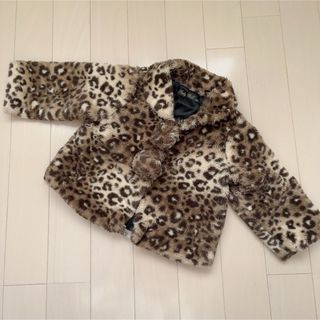 もこもこヒョウ柄ショートコート　80センチ(ジャケット/コート)