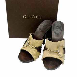 グッチ(Gucci)の⭐️美品⭐️ グッチ ホースビット ラファイア オープントゥ ミュール(サンダル)