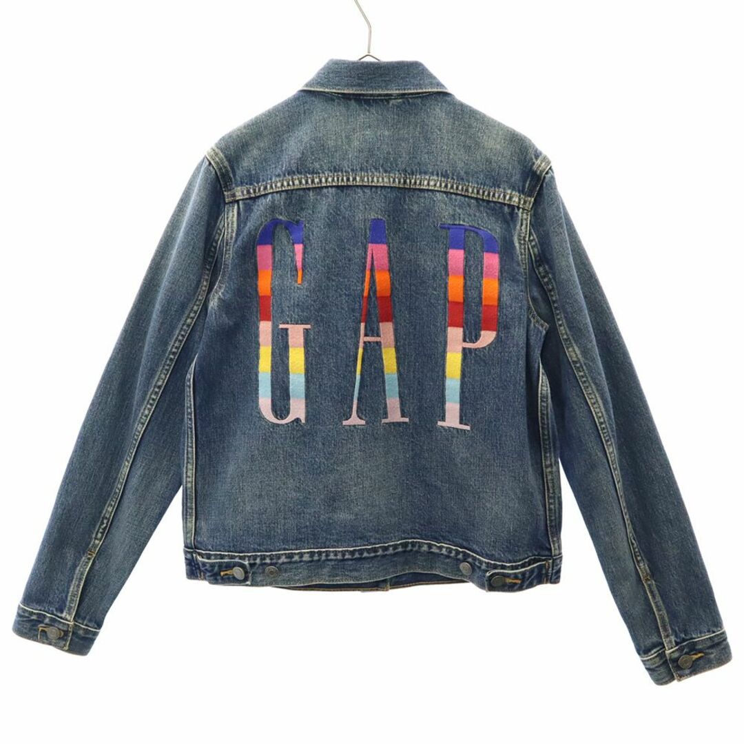GAP - ギャップ ロゴ刺繍 デニムジャケット M ブルー×レッド GAP GAP - ギャップ ロゴ刺繍 デニムジャケット M ブルー×レッド GAP