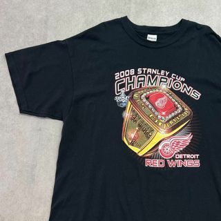 Detroit Red Wings　NHL　半袖Tシャツ　古着　ブラック　XL(Tシャツ/カットソー(半袖/袖なし))