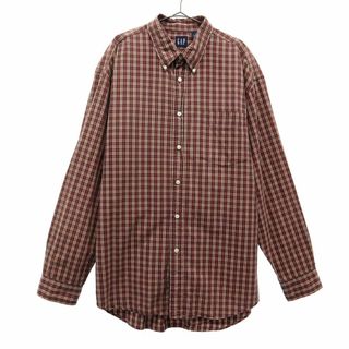 ギャップ(GAP)のギャップ 90s チェック 長袖 ボタンダウンシャツ L レッド系 GAP オールド ヴィンテージ メンズ(シャツ)