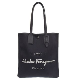 other - フェラガモ FERRAGAMO トートバッグ キャンバス/レザー ブラック 中古 新入荷 OB1849