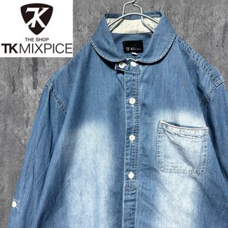 THE SHOP TK - THE SHOP TK MIXPICE デニムシャツ 長袖 丸襟 ハーフボタン