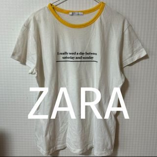 ザラ(ZARA)のZARA 白×黄色 トップス(Tシャツ(半袖/袖なし))