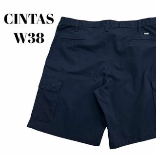 CINTAS　ワークパンツ　ハーフパンツ　ショートパンツ　古着　ネイビー　W38(ショートパンツ)