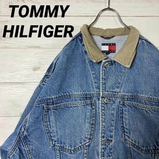 トミーヒルフィガー(TOMMY HILFIGER)の【極希少】トミーヒルフィガー☆Gジャン☆デニムジャケット☆L☆刺繍ロゴ☆(Gジャン/デニムジャケット)