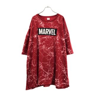 マーベル ワッペン 7分袖 ワンピース M レッド MARVEL サイドスリット レディース(その他)