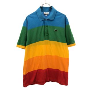 ラコステ(LACOSTE)のラコステ ポラロイド コラボ ロゴワッペン 半袖 ポロシャツ 5 LACOSTE Polaroid レインボーカラー 鹿の子地 メンズ(ポロシャツ)