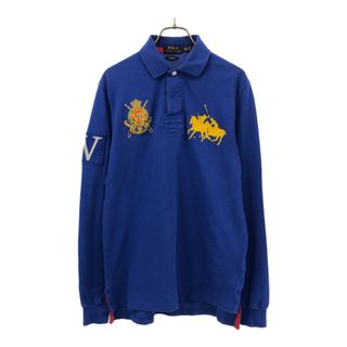 ポロラルフローレン(POLO RALPH LAUREN)のポロラルフローレン 刺繍 ワッペン 長袖 ポロシャツ S ブルー POLO RALPH LAUREN 鹿の子地 メンズ(ポロシャツ)