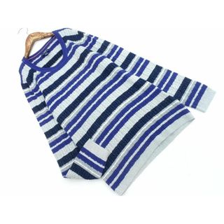 トミーヒルフィガー(TOMMY HILFIGER)の新品 TOMMY HILFIGER トミーヒルフィガー ラメボーダー ニット セーター sizeM/グレーｘ青 ■◇ レディース(ニット/セーター)