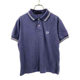 フレッドペリー(FRED PERRY)のフレッドペリー ロゴ刺繍 半袖 ポロシャツ M パープル FRED PERRY 鹿の子地 メンズ(ポロシャツ)