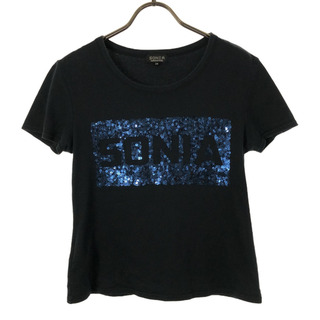 SONIA RYKIEL - ソニアリキエル 日本製 半袖 Tシャツ 38 ネイビー Sonia Rykiel スパンコール レディース