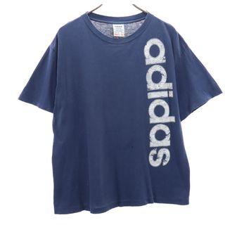 アディダス(adidas)のアディダス 90s USA製 オールド トレフォイルロゴプリント 半袖 Tシャツ M ネイビー adidas メンズ(Tシャツ/カットソー(半袖/袖なし))