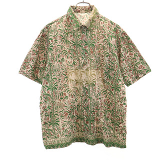 オールド 80s 90s 半袖 アロハシャツ L グリーン系 OLD メンズ(シャツ)