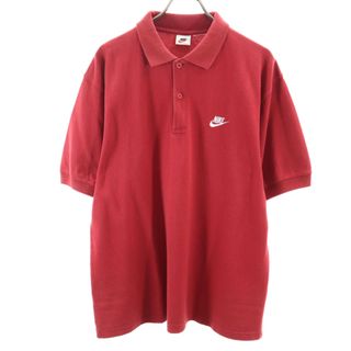 ナイキ(NIKE)のナイキ 90s 00s 白タグ オールド 半袖 ポロシャツ レッド系 NIKE 鹿の子 メンズ(ポロシャツ)