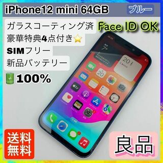 20【良品】iPhone12 mini 64GB ブルー SIMフリー(スマートフォン本体)