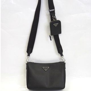 PRADA - Th555111 プラダ ショルダーバッグ サフィアーノレザー 2VH113 ブラック 斜め掛け PRADA 良好・中古