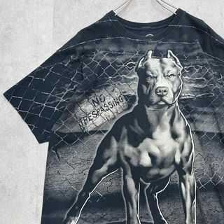 ヴィンテージ(VINTAGE)のDOM　Pit Bull　犬　DOG　半袖Tシャツ　古着　ブラック　黒　XL(Tシャツ/カットソー(半袖/袖なし))