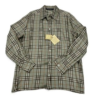 バーバリー(BURBERRY)のバーバリー BURBERRY ノバチェック 長袖シャツ シルク グリーン S レディース【中古】(シャツ/ブラウス(長袖/七分))