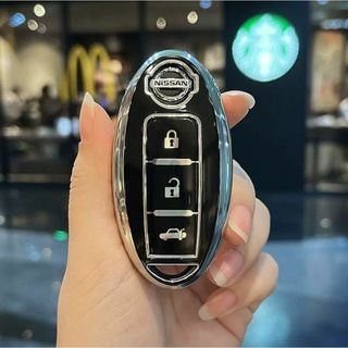 日産Nissan スマートキーケース TPU キーカバー バックドア 黒(車内アクセサリ)