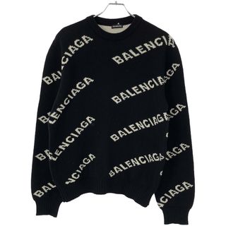 Balenciaga - BALENCIAGA バレンシアガ 18AW オールオーバーロゴクルーネックニットセーター 534418 T1471 ブラック S