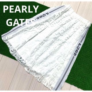 PEARLY GATES - パーリーゲイツ　ロゴ総柄　膝丈スカート　ゴルフウェア　0