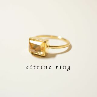 宝石質シトリンAAA リング 10号 指輪 ゴールド 天然石 レクタングル 人気(リング(指輪))