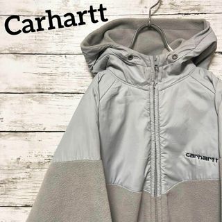 カーハート(carhartt)の【極希少】カーハート☆パーカー☆ハーフジップ☆グレー☆灰☆刺繍ロゴ☆L(パーカー)