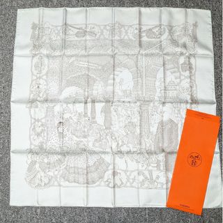 エルメス(Hermes)の新品同様 Hermes エルメス シルク スカーフ カレ90 ブルー 即出荷(バンダナ/スカーフ)