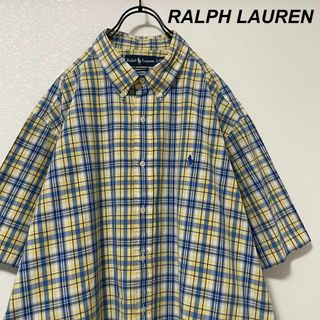 ラルフローレン(Ralph Lauren)のビッグサイズ ラルフローレン BDシャツ 黄色 青色 マドラスチェック 刺繍(Tシャツ/カットソー(半袖/袖なし))