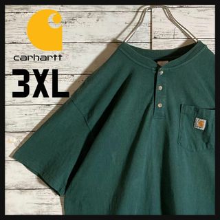 carhartt - 【ビッグサイズ】カーハート☆Tシャツ　ヘンリーネック　グリーン　入手困難