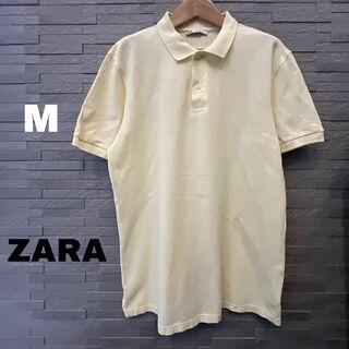 ザラ ZARA ポロシャツ メンズ 半袖トップス カットソー Mサイズ　イエロー