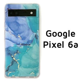 Google Pixel 6a クリア 青緑 マーブル ソフトケース