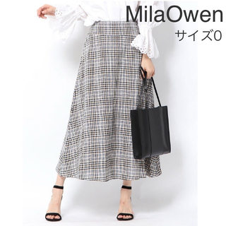 ミラオーウェン(Mila Owen)のMilaOwen 麻セットアップフレアスカート　チェック0(ロングスカート)