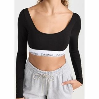 シーケーカルバンクライン(ck Calvin Klein)のカルバンクライン　レディース 　上着　長袖シャツ　Sサイズ　ブラック(Tシャツ(長袖/七分))