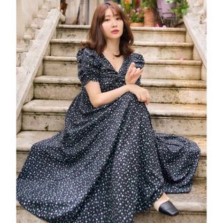 ハーリップトゥ(Her lip to)の美品　Herlipto Roseraie Long Dress  Black M(ロングワンピース/マキシワンピース)