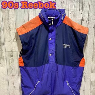 115【90s】Reebok テック系ベスト 袖取り外し可能 ハーフジップ(ベスト)